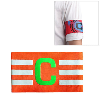Orange captain armband with green C center and white horizontal stripe panels