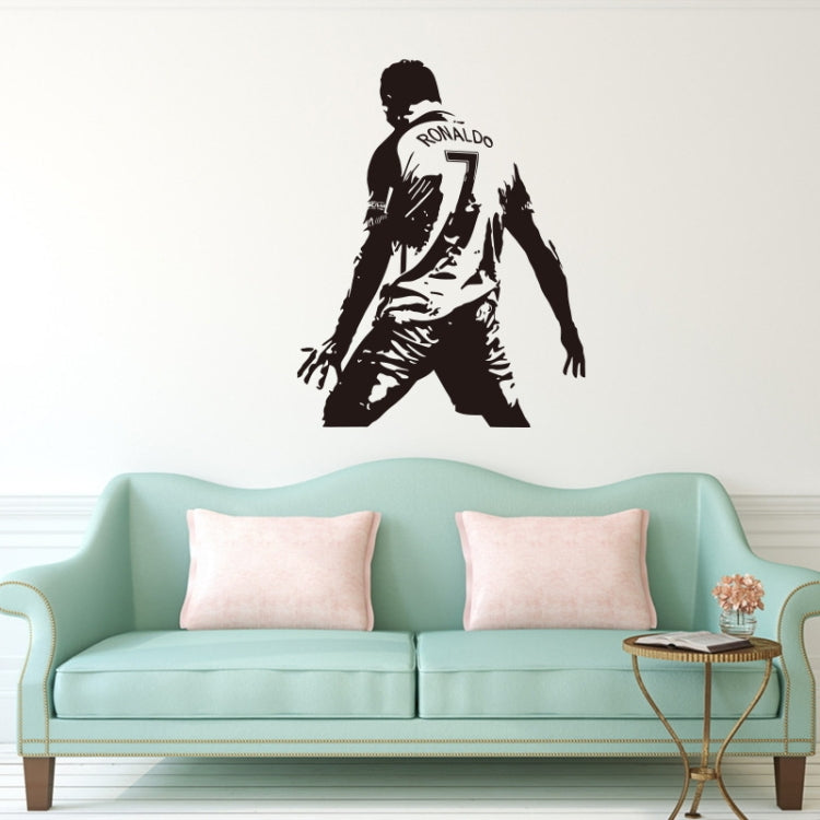 Football player action silhouette wall sticker, “RONALDO 7” text centered on torso