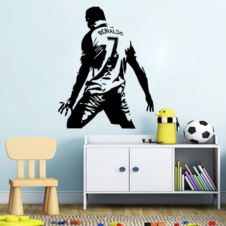 Black “RONALDO 7” football player silhouette wall sticker in standing action pose