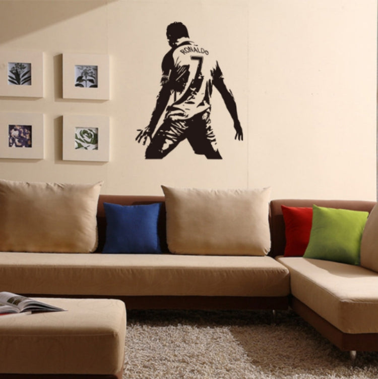 Black football player silhouette wall sticker featuring “RONALDO 7” badge