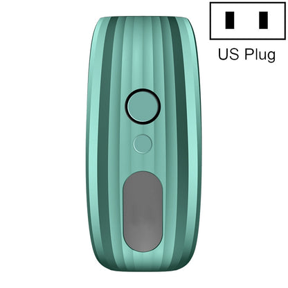 Green IPL hair removal machine with US plug, front oval control buttons.
