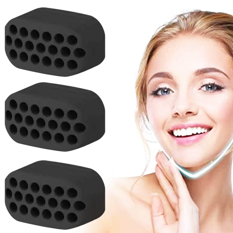 Black silicone masseter ball jaw trainer set of three with round suction bumps
