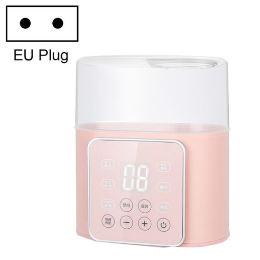 Double bottle warmer and sterilizer with EU plug, pink/white body and touch panel