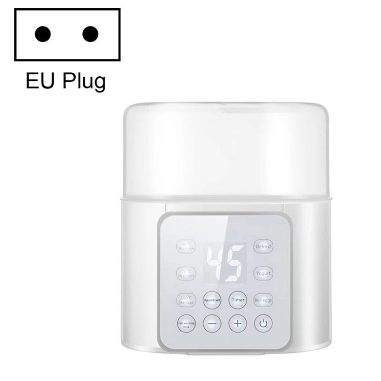 Double bottle warmer and sterilizer with EU plug, white body and digital touch panel