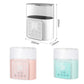 Double bottle warmer sterilizer machine with dual compartments and size dimensions shown