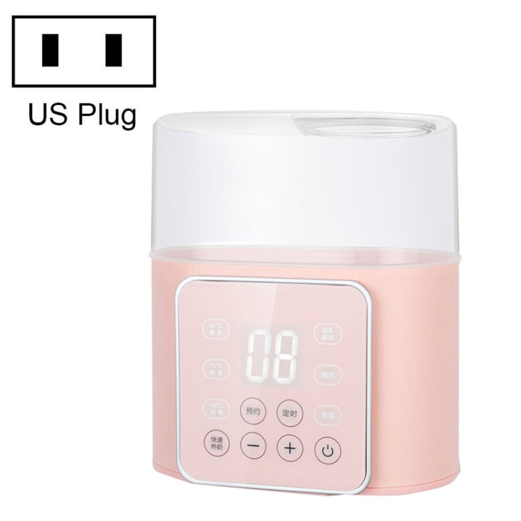 Double bottle warmer and sterilizer with US plug, pink/white body and touch panel