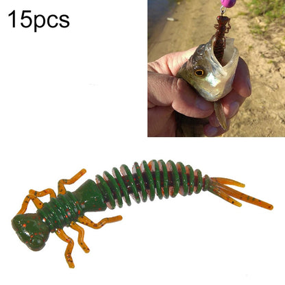 15 PCS 8-color Larvae Silicone Soft Bait Lure Bait, 55MM, 75MM, 100MM