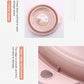 Pink folding washbasin, round collapsible tub with side handle and smooth rim.
