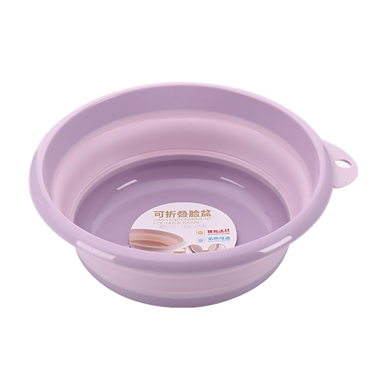 Folding washbasin, round purple portable wash tub with side handle