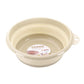 Folding washbasin, round beige portable wash tub with side handle