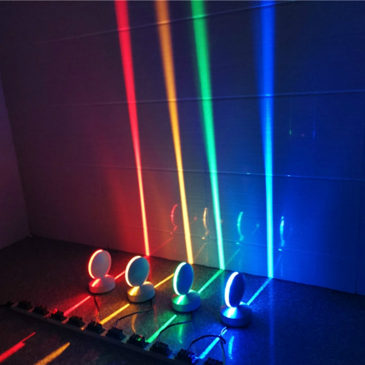 Color-changing LED semicircle wall spotlights with red, green, blue, and yellow beams