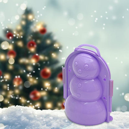 Purple snowman 3D snowball maker mold with handle and hinged carrying case