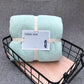 Light green bath towel set, folded coral fleece with secure center ties