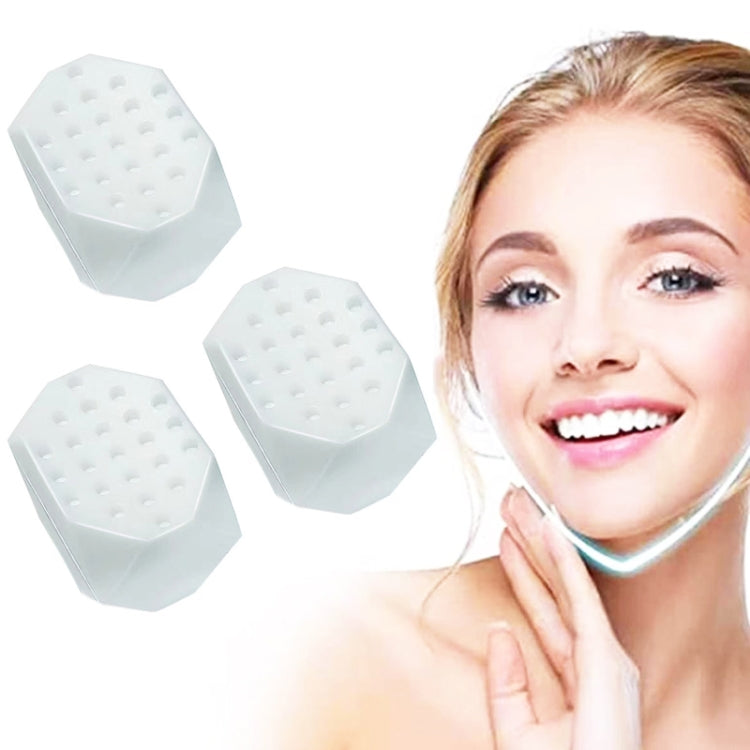 White silicone masseter ball jaw exerciser, hexagonal dotted silicone pads