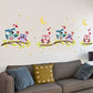 Kids wall sticker set: three owl decals with moon, stars, and hearts