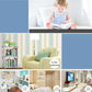 Gray plastic book storage rack with open shelves for books