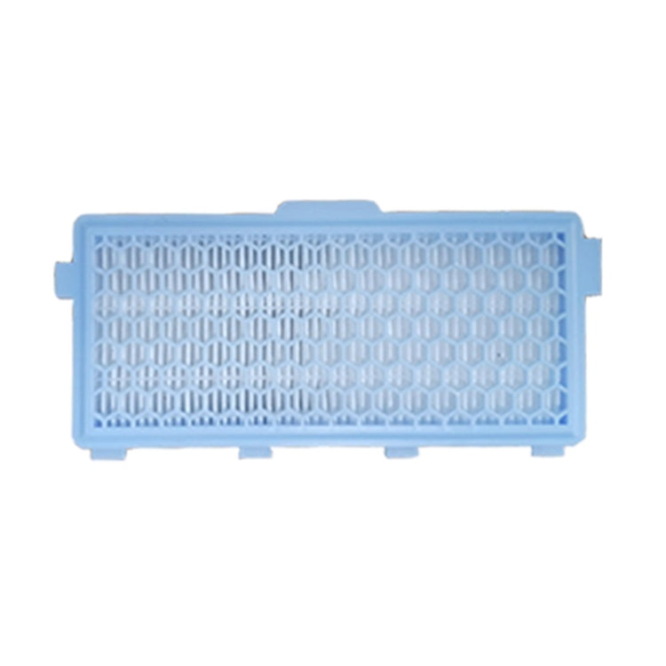 Blue rectangular vacuum cleaner filter with honeycomb mesh and hinged frame
