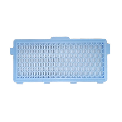 Blue rectangular vacuum cleaner filter with honeycomb mesh and hinged frame