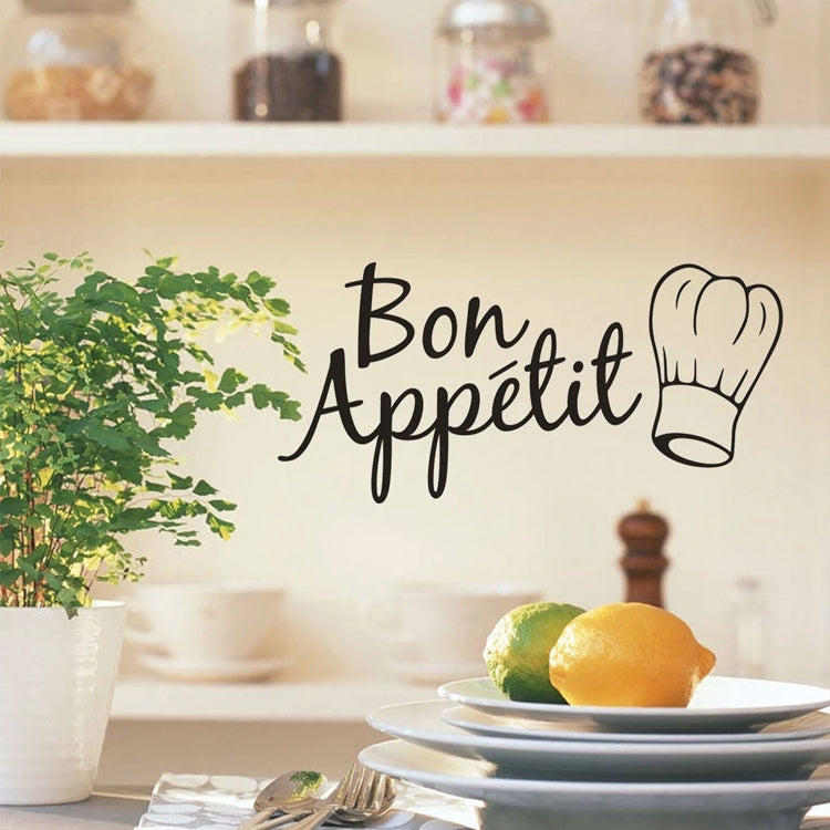 Kitchen wall sticker 'Bon Appetit' with chef hat icon above countertop
