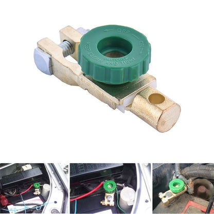 Power failure protection switch with green knob and brass battery terminals