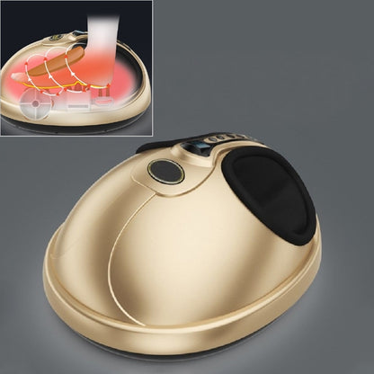 Gold electric foot kneading massage machine with black padded foot wells