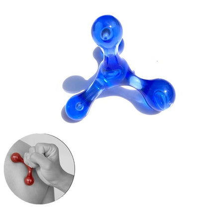 Blue H-shaped four-ball manual balance massager with three finger nodes