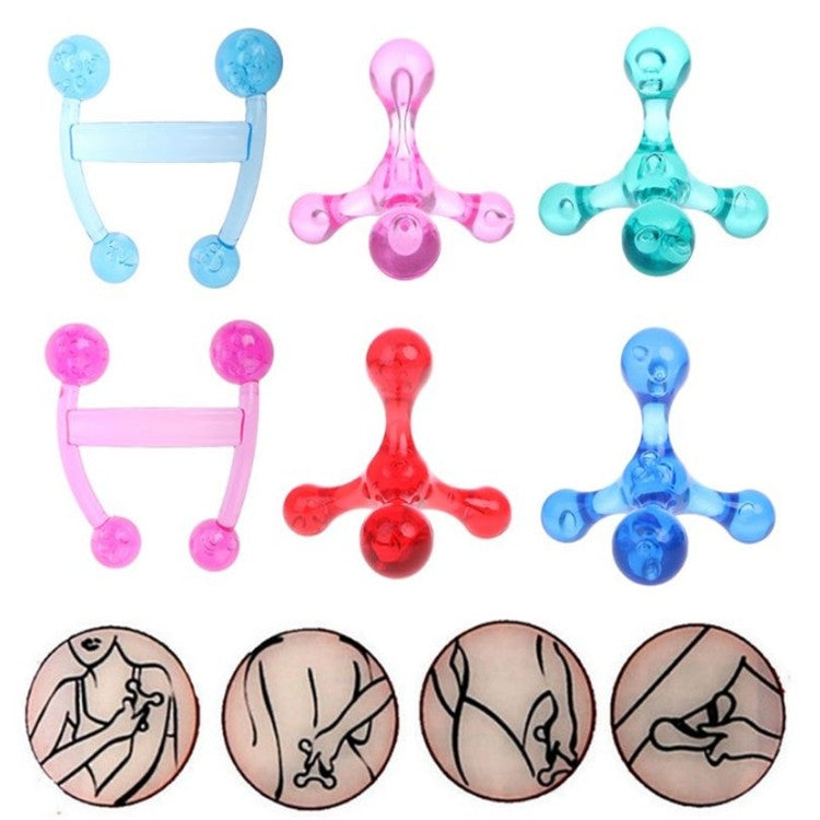 Four-ball balance massager set in light blue, pink, red, and teal