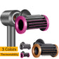Hair dryer smoothing nozzle attachment with rose red ring on black angled diffuser
