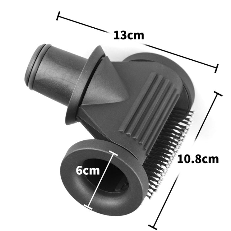 Hair dryer smoothing nozzle attachment, dark gray vented comb with rounded end