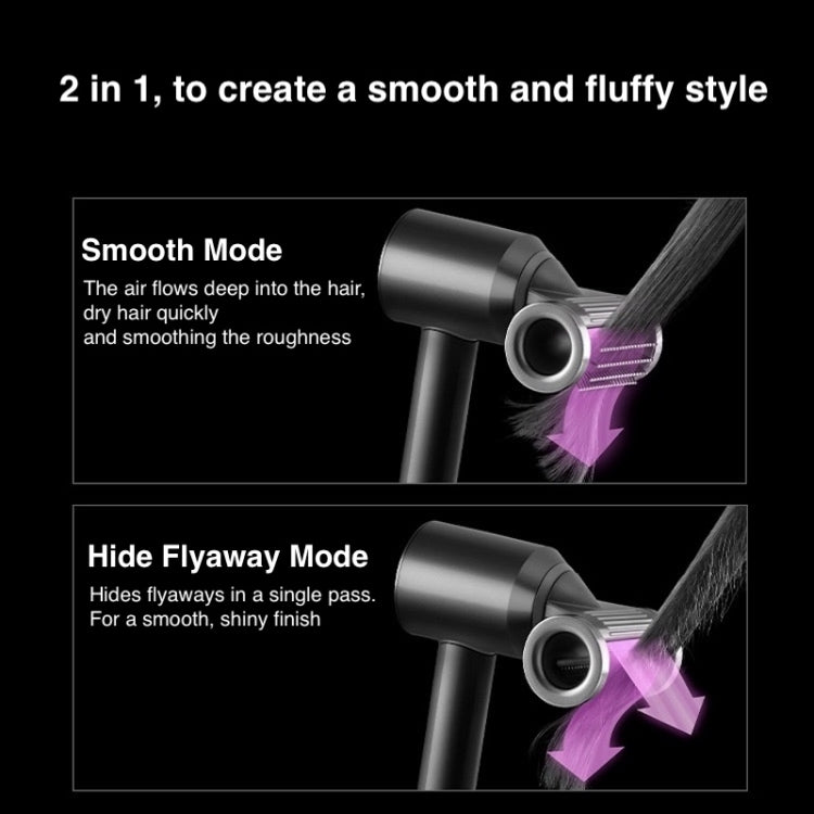 Hair dryer smoothing nozzle attachment with rose red ring and airflow brush opening