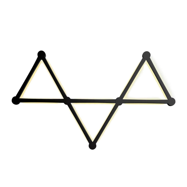 Black geometric LED wall light with glowing triangular shapes for smart RGB rhythm