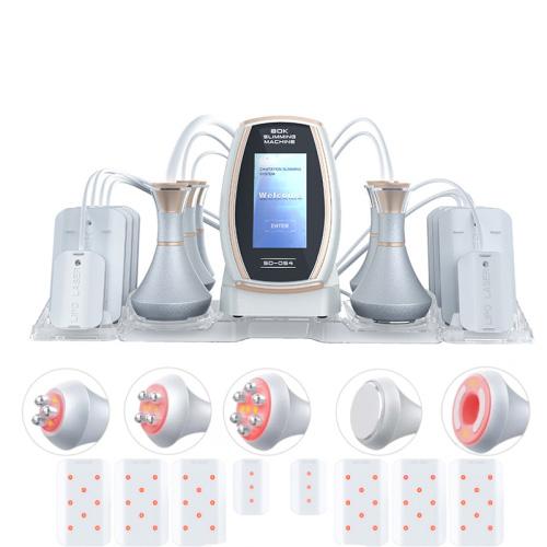 6-in-1 slimming machine kit with gold trim, screen display, and suction handpieces