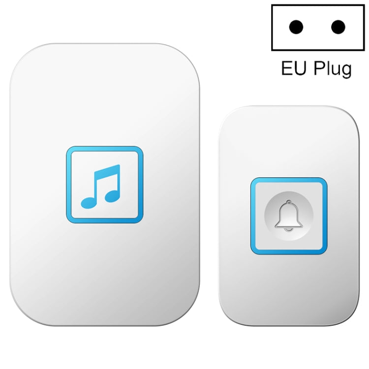 Wireless music doorbell transmitter set, white finish, EU plug, with music and bell buttons