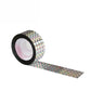 Reflective iridescent bird repeller ribbon roll with black core and shimmering strip