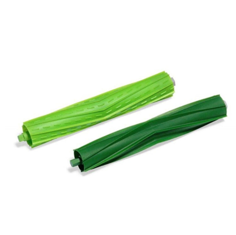 Green roller brush pair for robot vacuum, with end caps