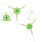 Robot vacuum side brush assembly with green hub and two white bristles