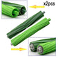 Two-piece green roller brush set with end mounts and textured bristles