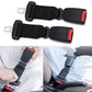Car seat belt extender set (2) featuring two black strap extenders with red release