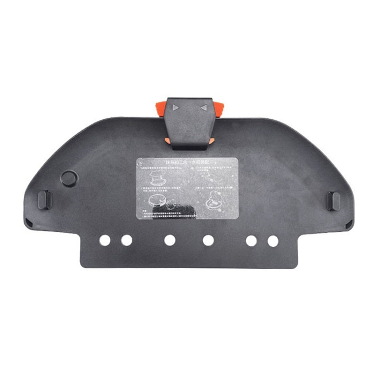 Black mop stand for stick mop, wall mount with orange clips and mounting holes