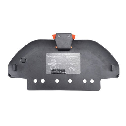 Black mop stand for stick mop, wall mount with orange clips and mounting holes