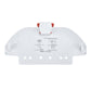 White mop stand for stick mop, wall mount with orange clips and mounting holes