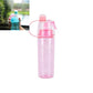 Pink translucent spray bottle with lid and red mist sprayer tube, Now.e