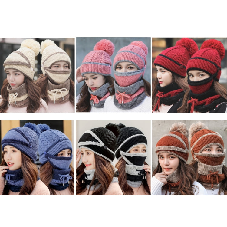 Winter knit hat and face mask set with neck scarf, assorted color options