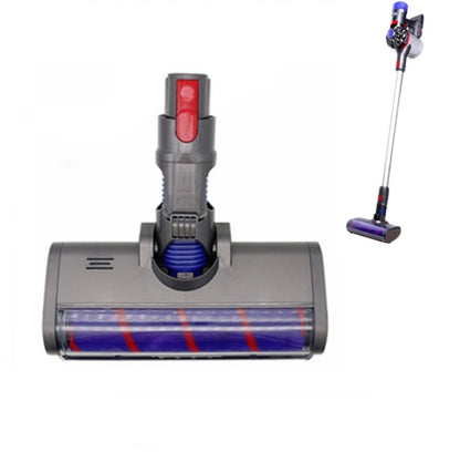 Electric brush vacuum cleaner nozzle with blue bristle roller and suction inlet