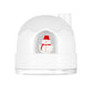 White snowman humidifier night light, front window with red snowman figure.