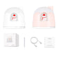 Snowman humidifier night light in white and pink, with USB cable and packaging.