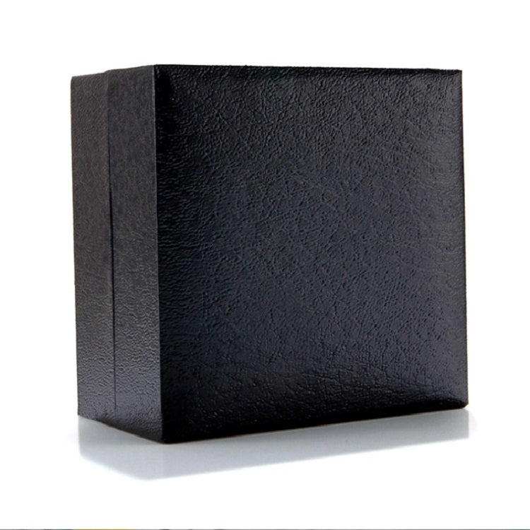 Closed PU leather watch box with textured black exterior