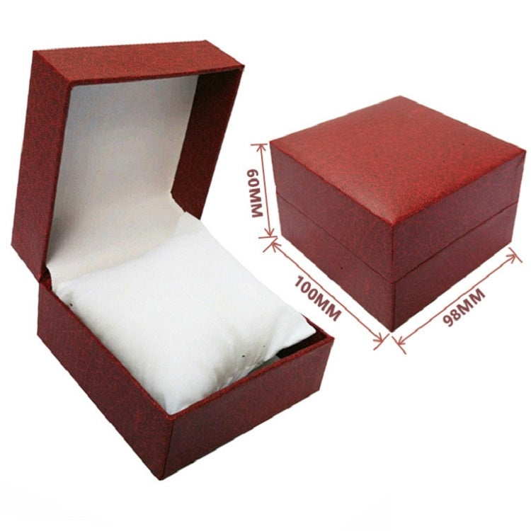 Flip PU leather watch box in red with open white inner compartment