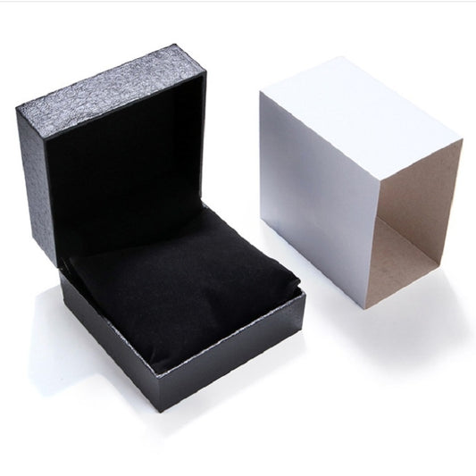Flip PU leather watch box, open black interior and textured black top lid