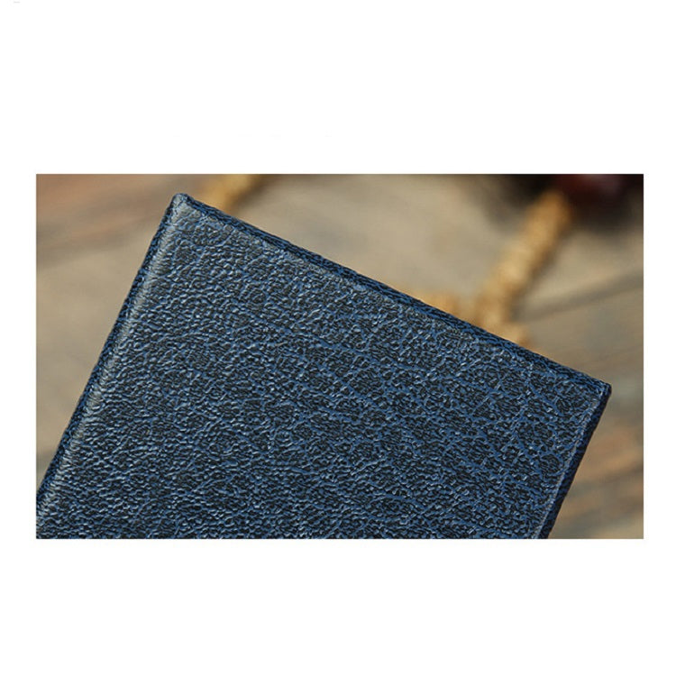 Blue textured jewelry gift box lid with pebbled leather-like finish